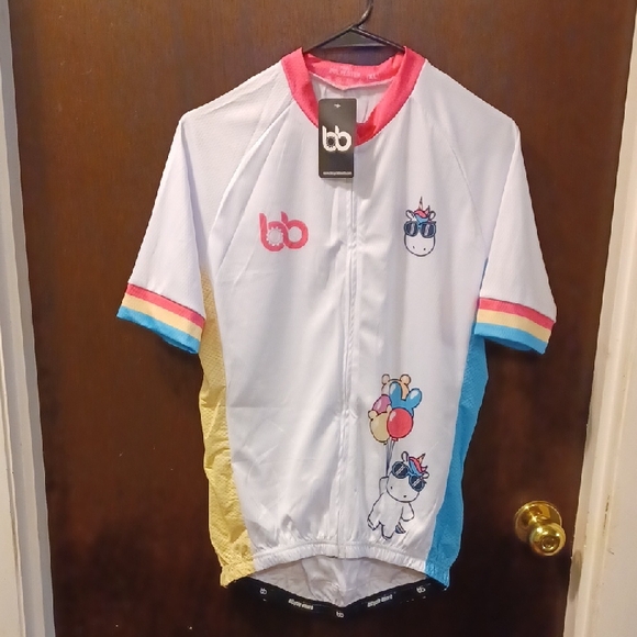 Tops - Biycle Booth Unicorn Cycling Jersey - White, Blue, Yellow